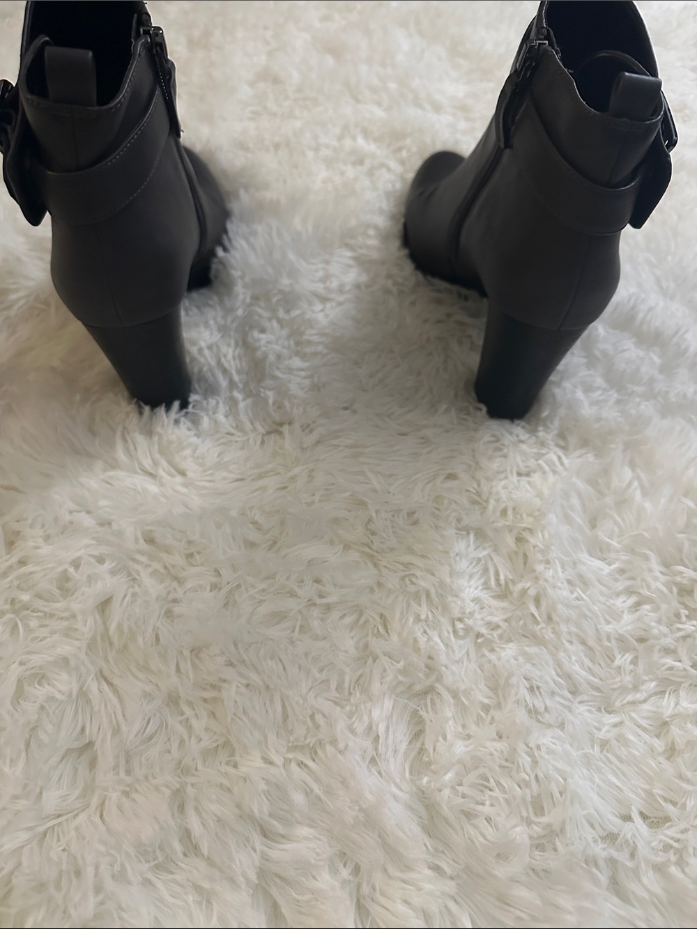Franco Sarto Black Heel Ankle Booties with Buckle Strap